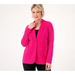 Susan Graver Women's Top Petite PXL Weekend Marina Knit Blazer Red A562473